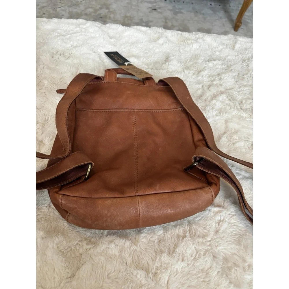 AMERICAN LEATHER Liberty Backpack In Brandy Smooth MSRP $228.00 NWT - Picture 8 of 12